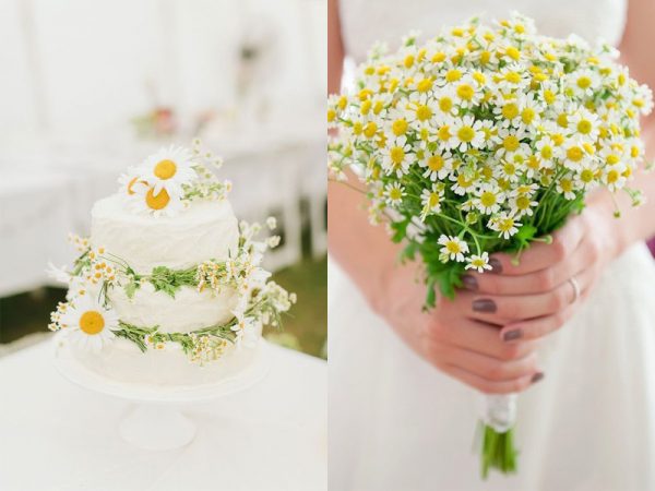 Hoa cưới hoa cúc dại cho đám cưới phong cách đồng quê